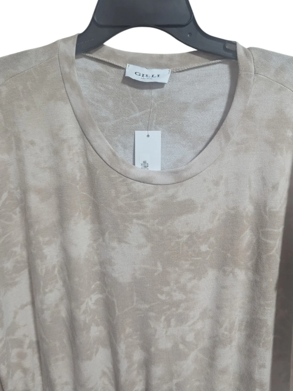 Gilli Beige Drawstring Lounge Dress Sz 1X Short Sleeve Mini - Knee